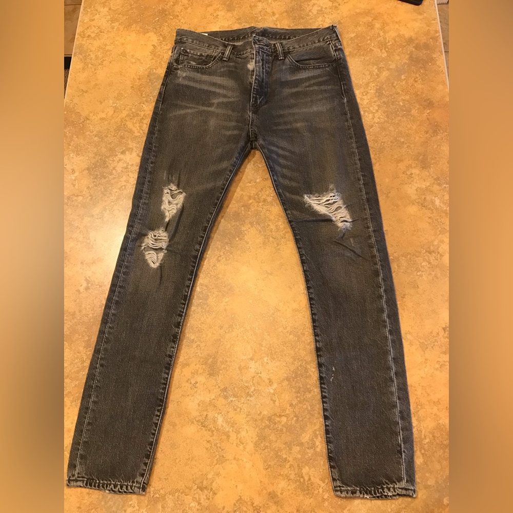 COPY - Levi 510 Washed Black Skinny Jeans with Knee Tears 33 x 32